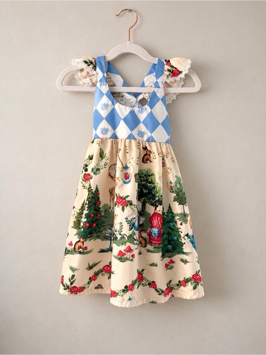 Disney Other - Girls Alice in Wonderland Storybook Dress Blue 3T Cottagecore